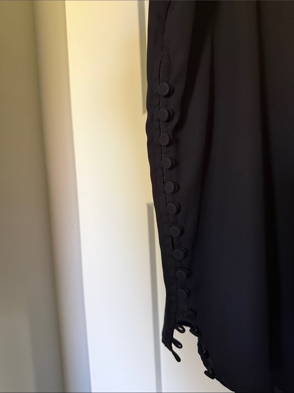 Express Black Long-Sleeve V-Neck Button Cuff Blouse - Picture 3 of 6